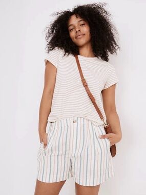 Madewell Linen Stripe Shorts Size Large